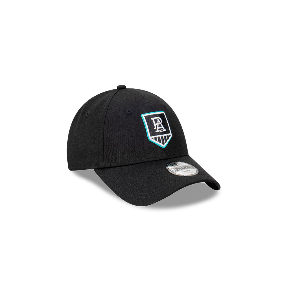 Port Adelaide Power Kids Hat - AFL Official Team Colour Black 9Forty Kids Strapback Cap - New Era
